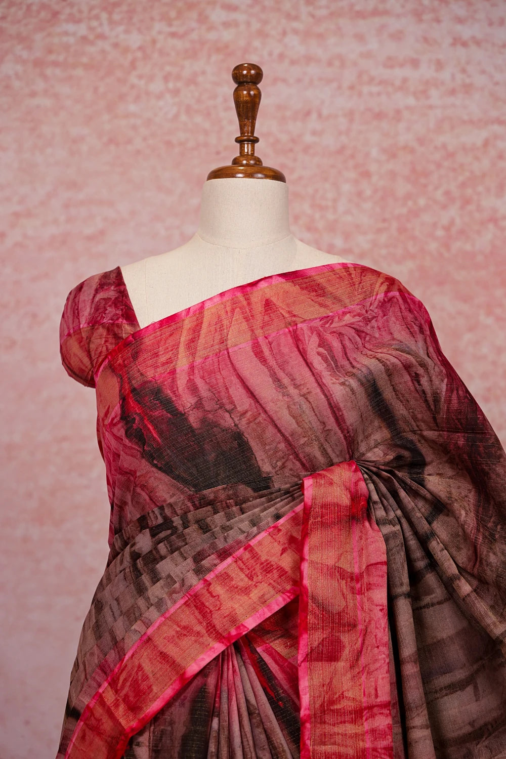 Multi Color Semi Tussar Tissue Lines With Printed Saree With Zari Border - Seematti