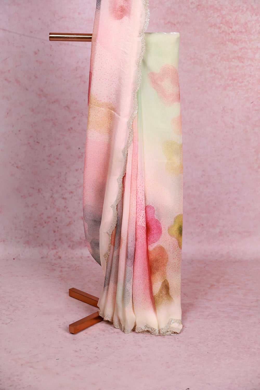 Multi Color Velvet Organza Saree
