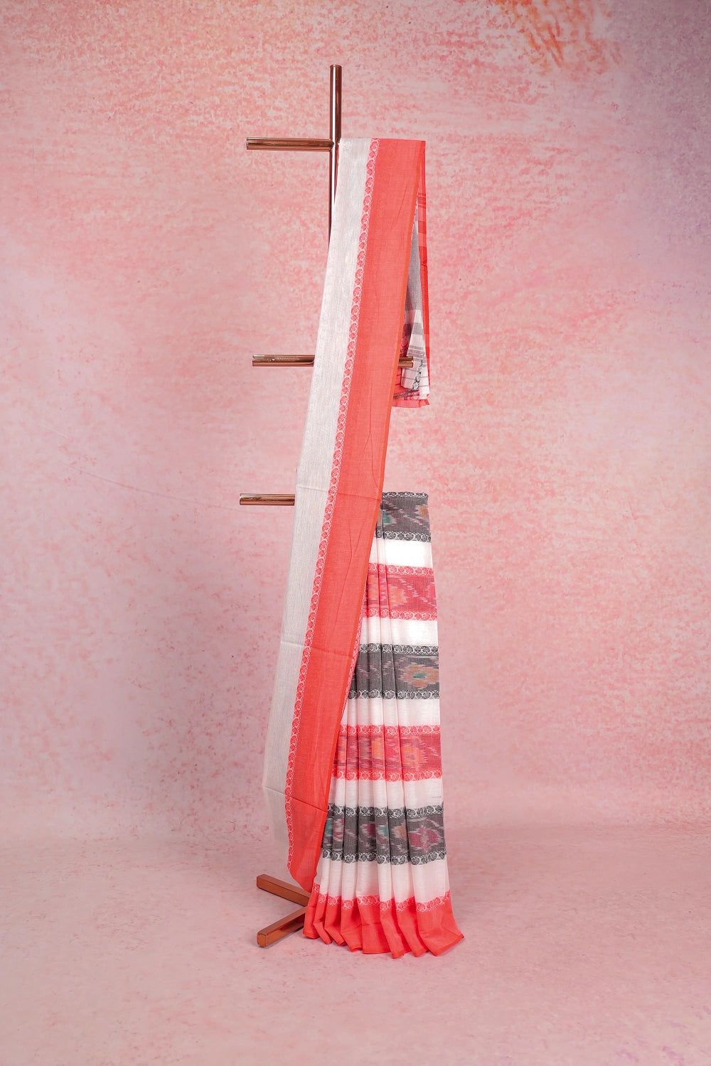 Multi Colour Cotton Thread Design Saree With Plain Border - Seematti