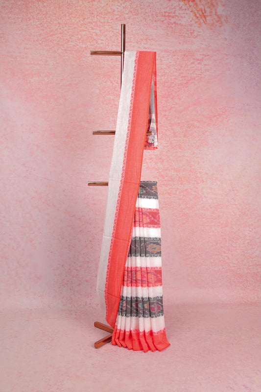 Multi Colour Cotton Thread Design Saree With Plain Border - Seematti
