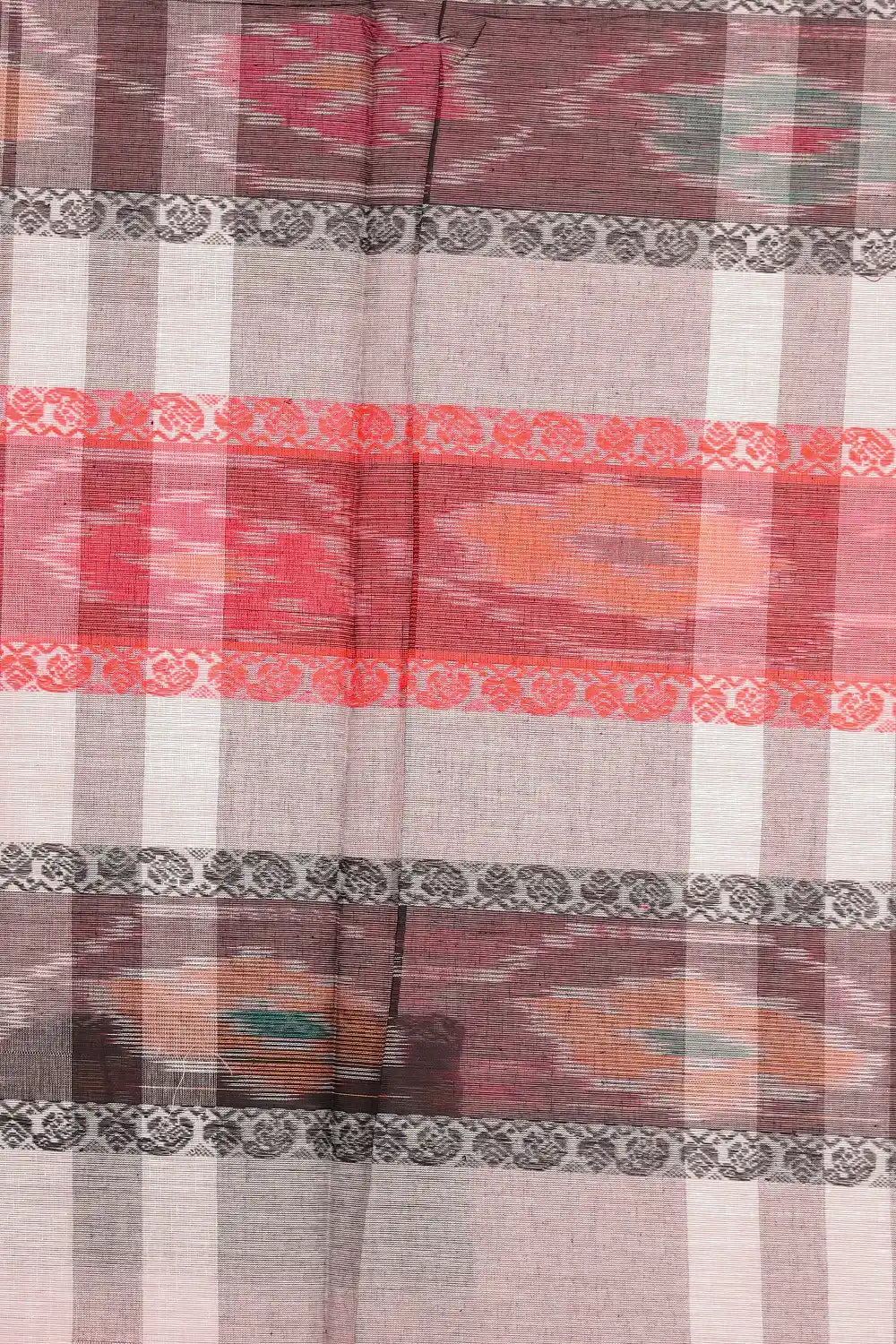 Multi Colour Cotton Thread Design Saree With Plain Border - Seematti