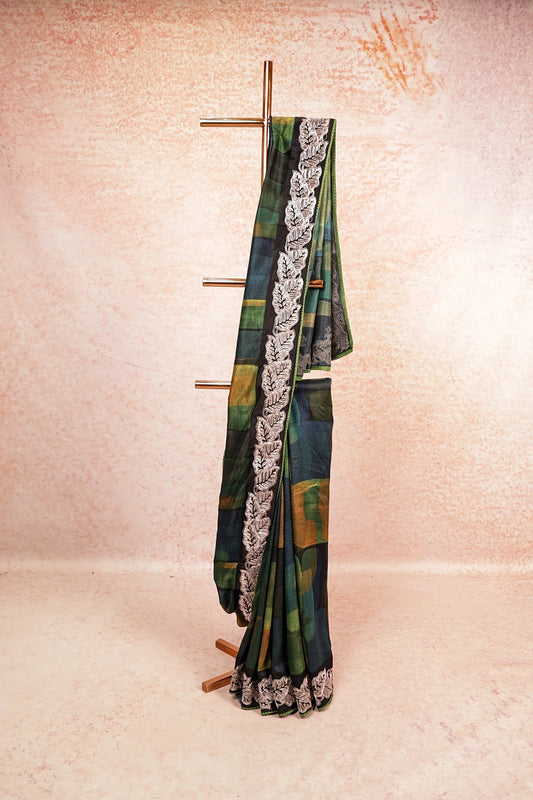 Multi Colours Semi Jute Saree