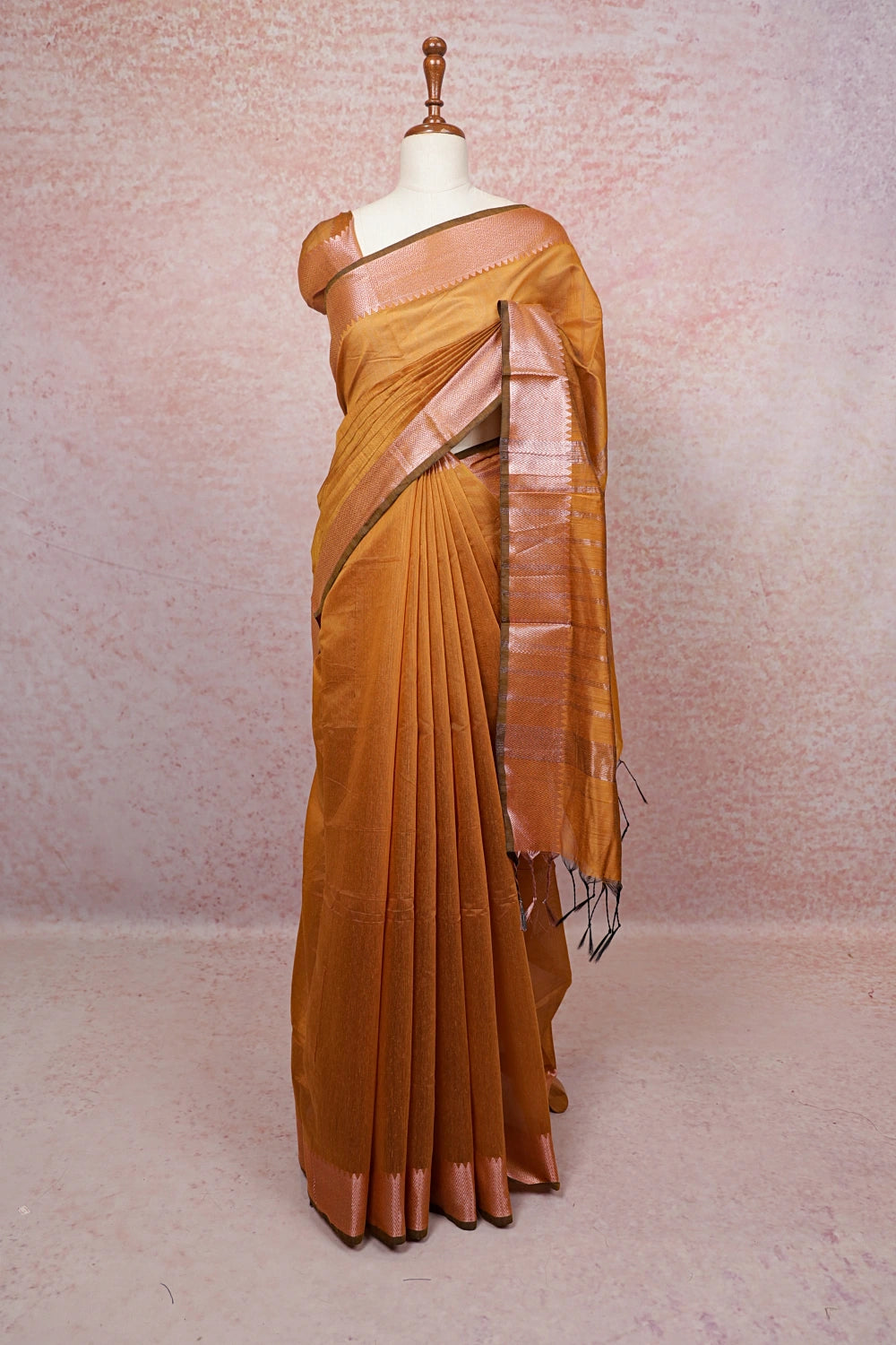 Mustard Gold Cotton Silk Saree - Seematti