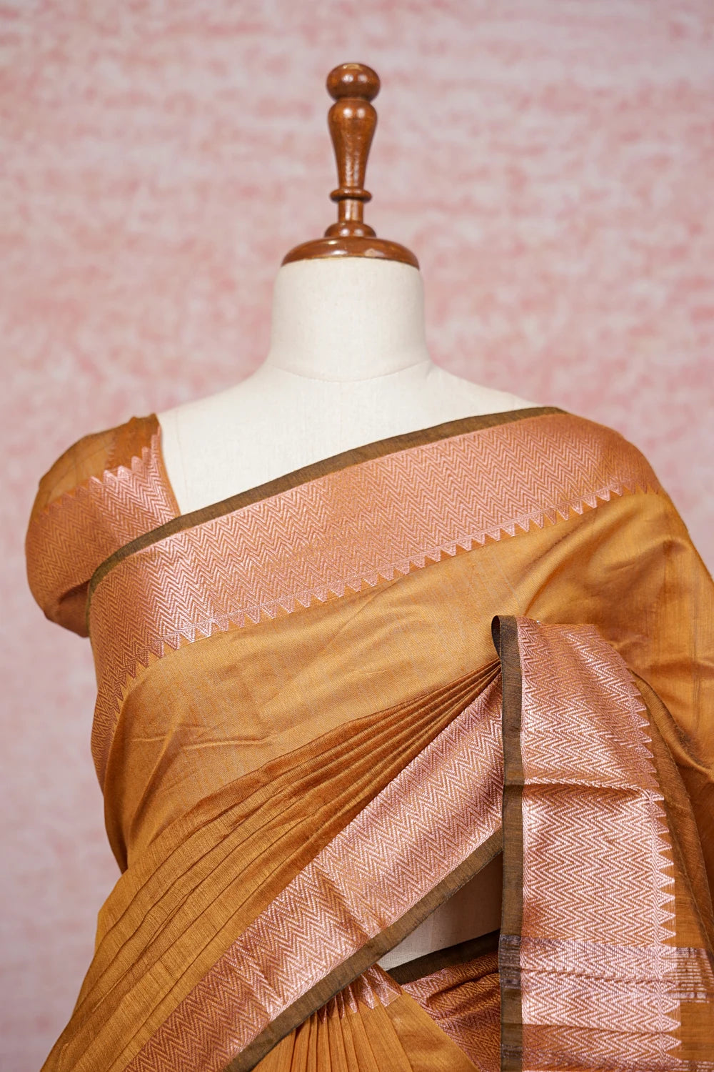 Mustard Gold Cotton Silk Saree - Seematti