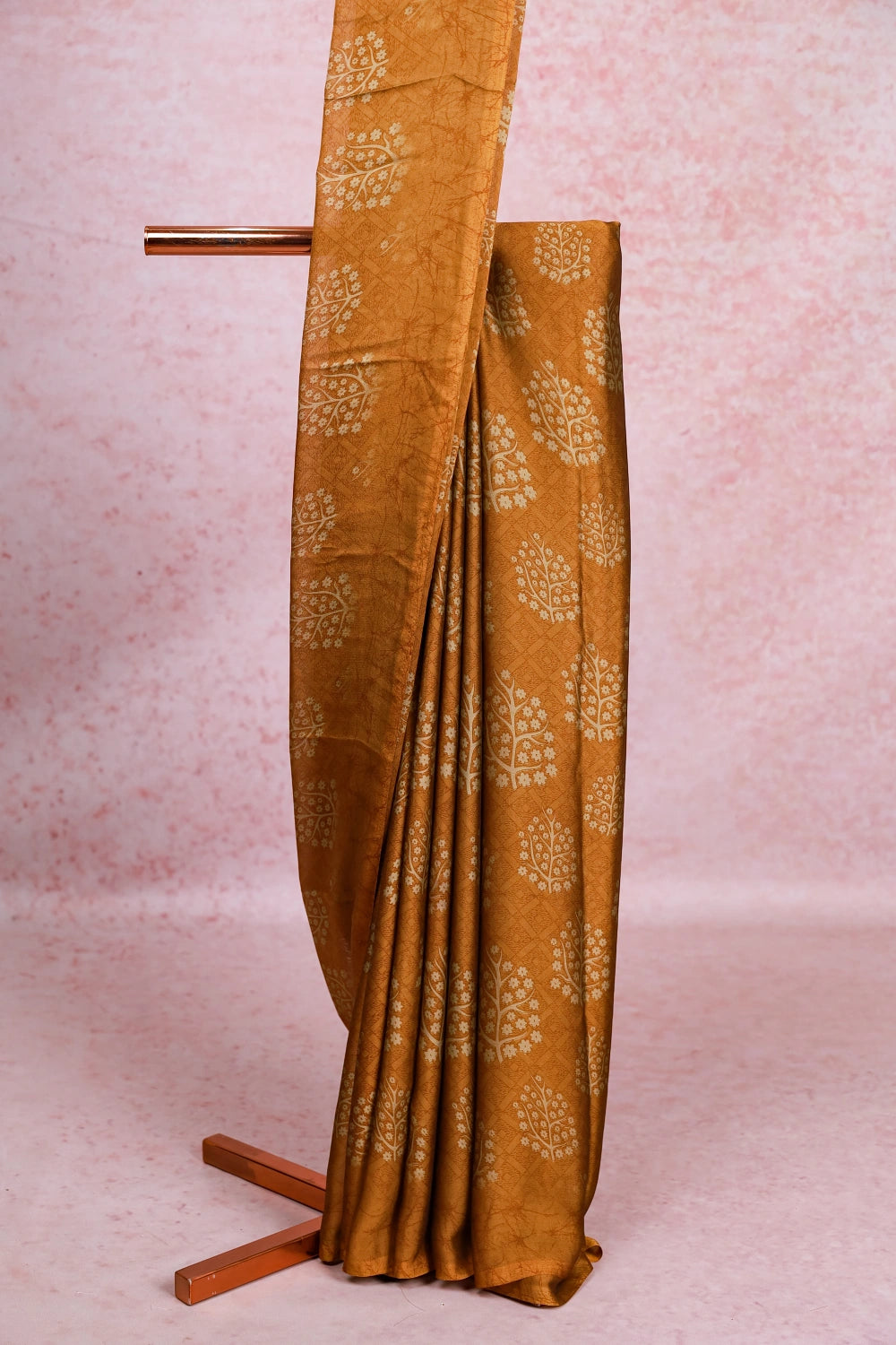 Mustard Gold Crepe Chiffon Saree