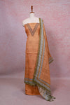 Mustard Orange Linen Beads Work Unstitched Churidhar Material - Seematti