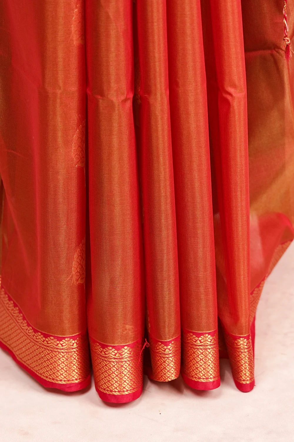 Mustard Yellow And Rani Pink Cotton Silk Saree