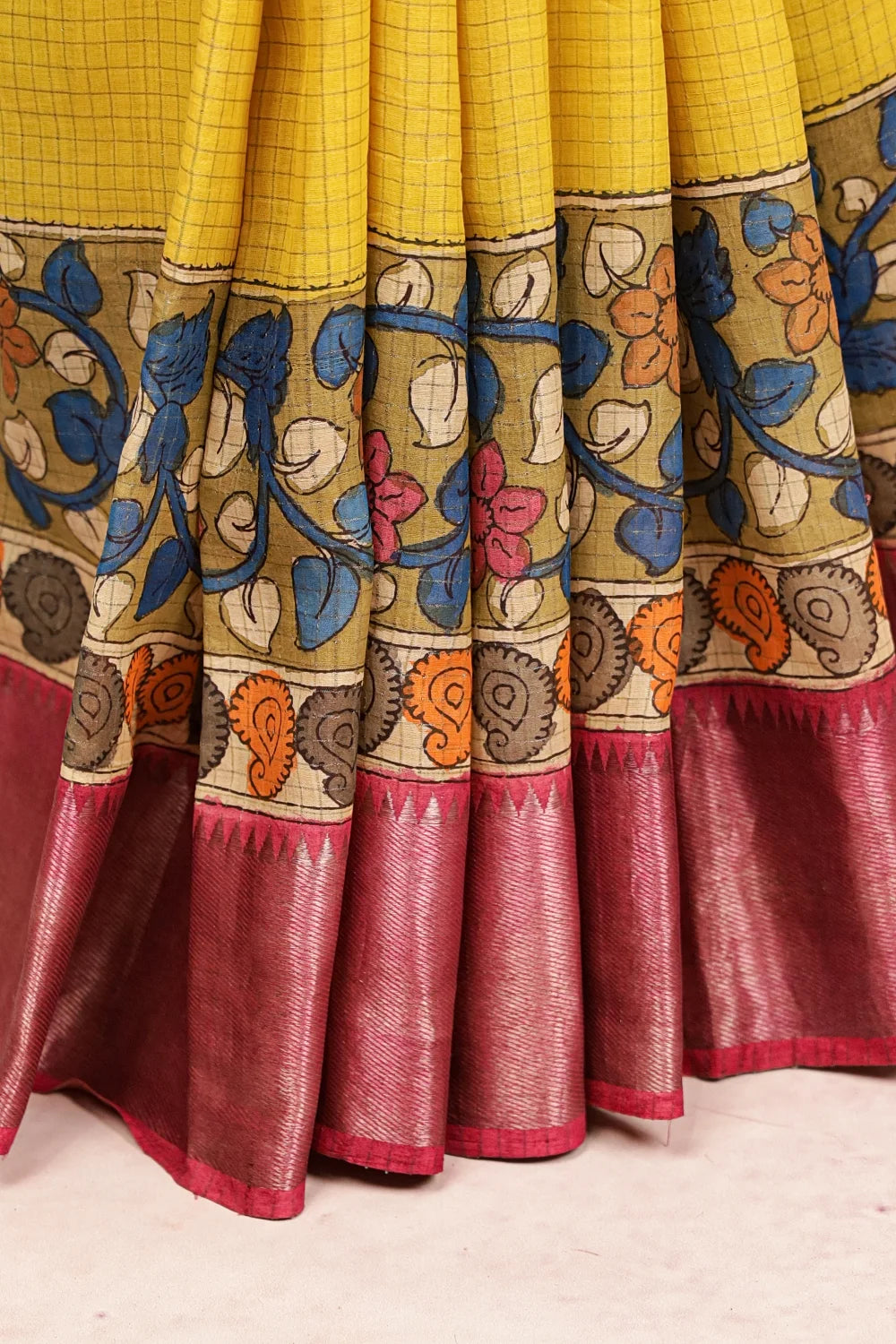 Mustard Yellow Chanderi Silk Saree