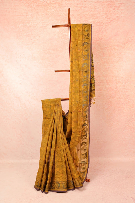 Mustard Yellow Cotton Saree
