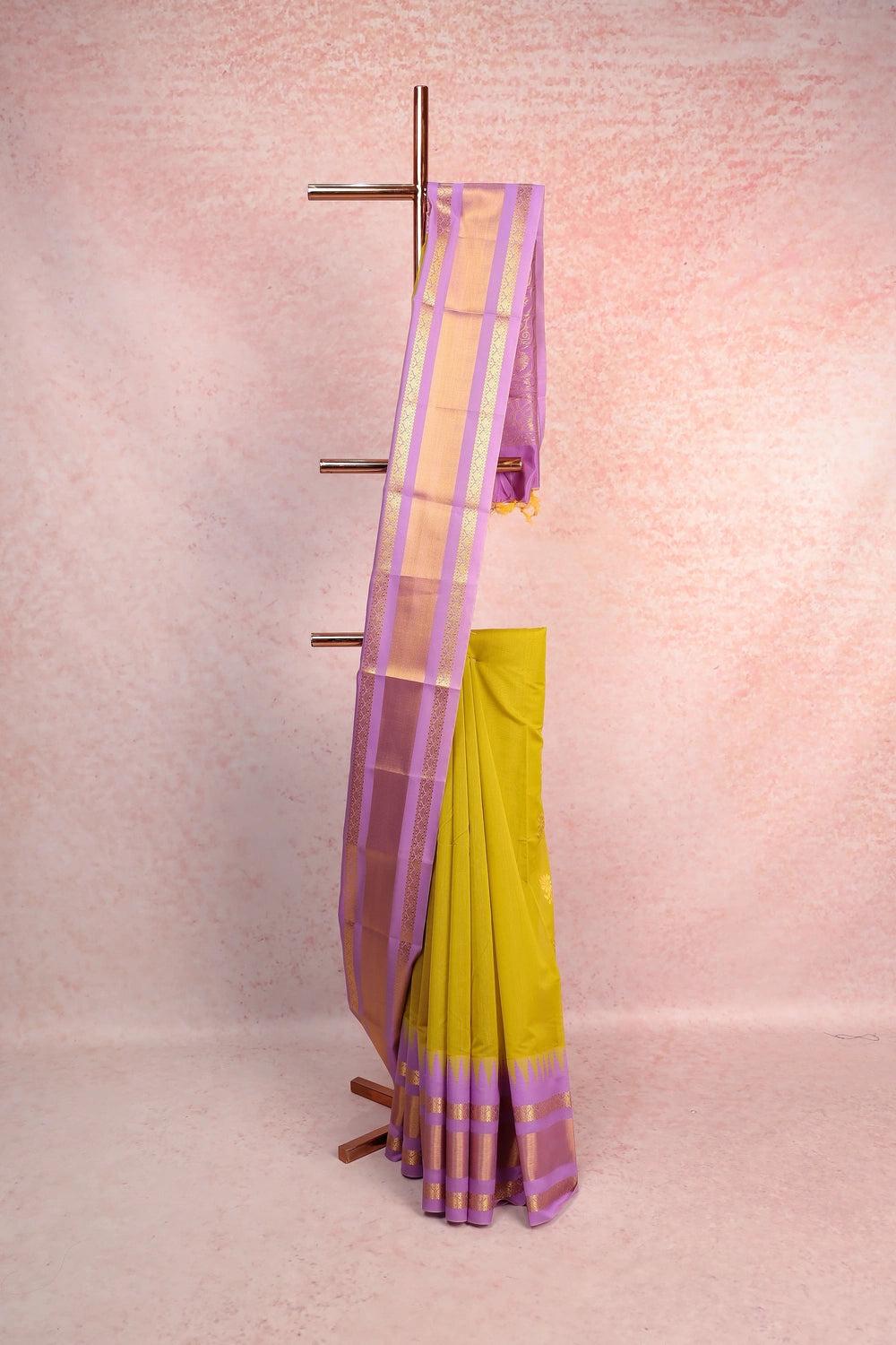 Mustard Yellow Cotton Silk Saree