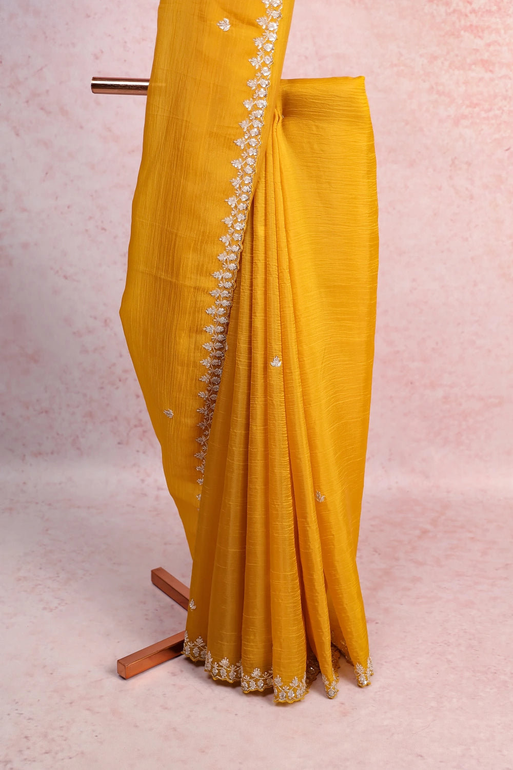 Mustard Yellow Crush Saree