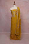Mustard Yellow  Mul Chanderi Embroidery Unstitched Churidhar Material