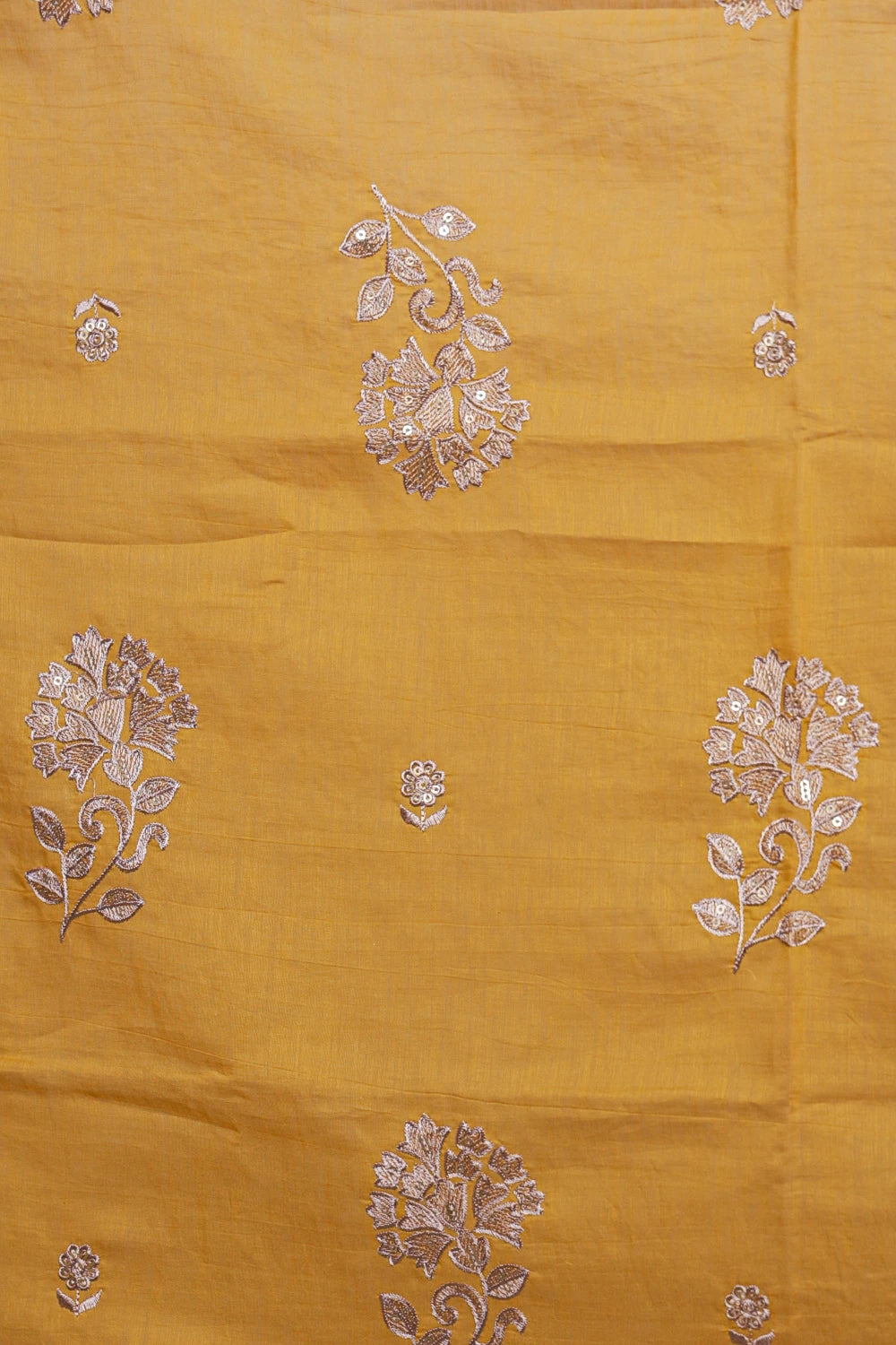 Mustard Yellow  Mul Chanderi Embroidery Unstitched Churidhar Material