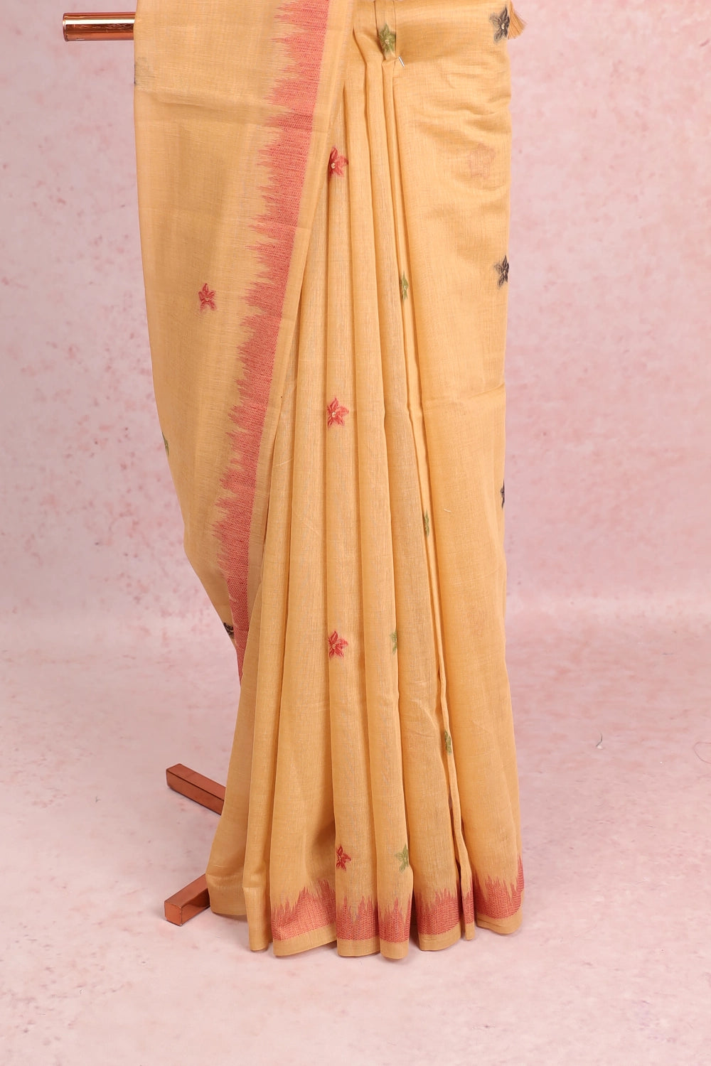 Mustard Yellow Semi Linen Saree