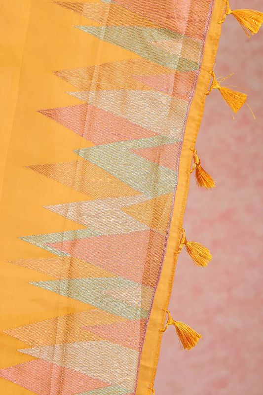 Mustard Yellow Semi Tussar Saree