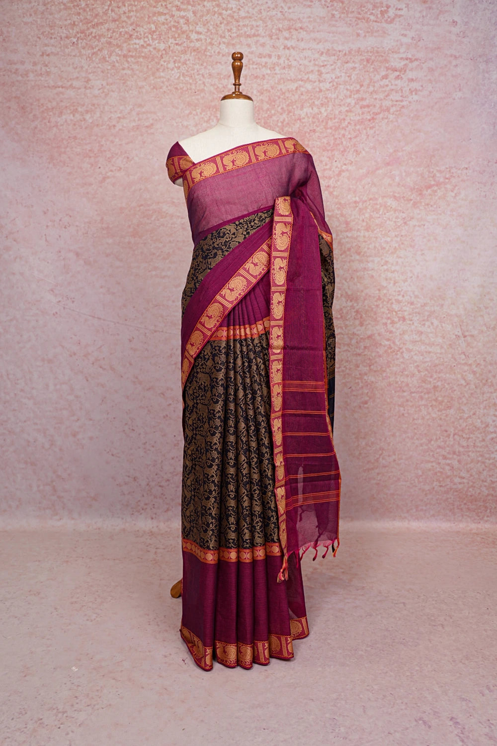 Navy Blue  Chettinad Cotton Saree
