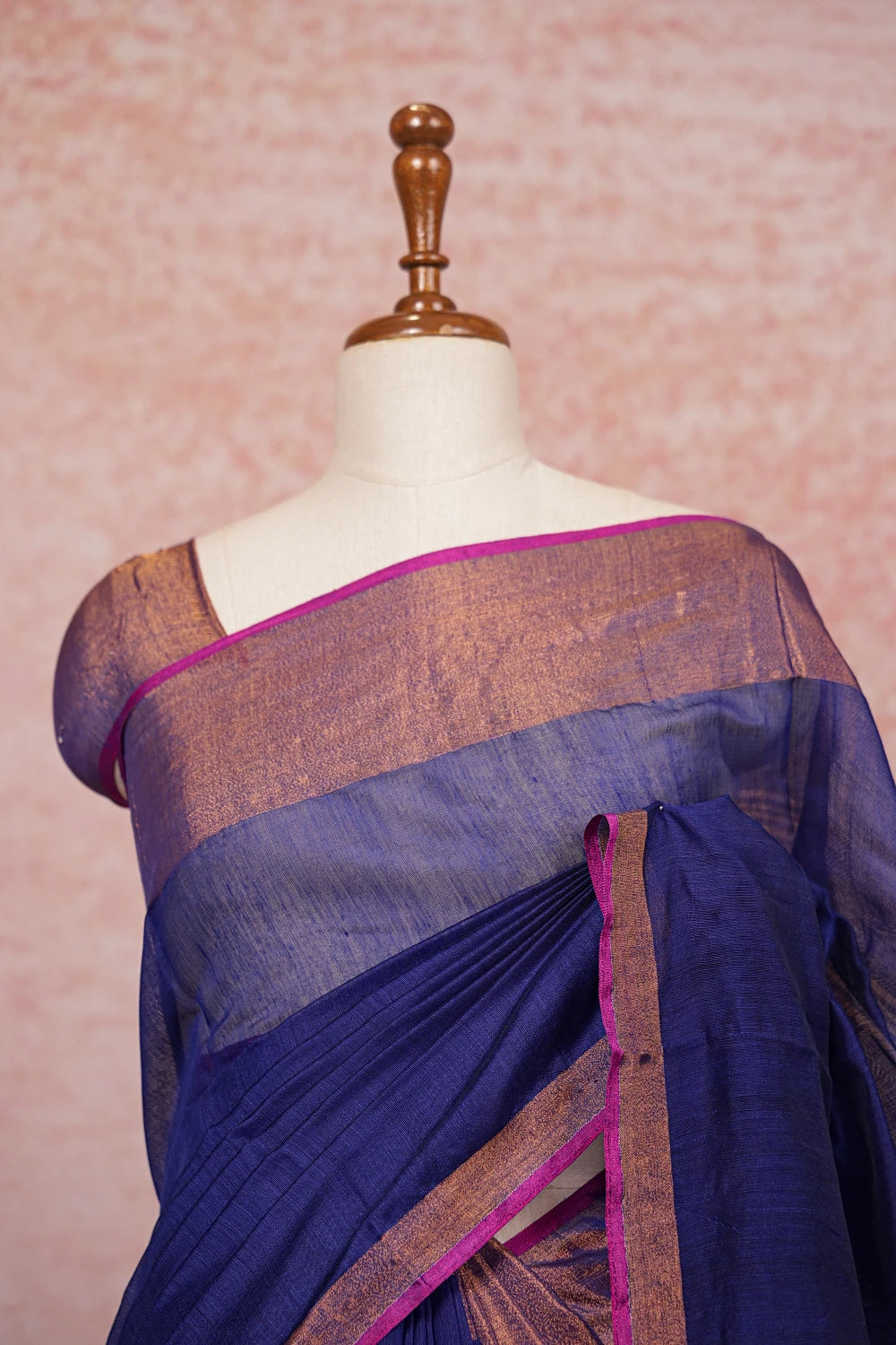 Navy Blue Cotton Saree - Seematti