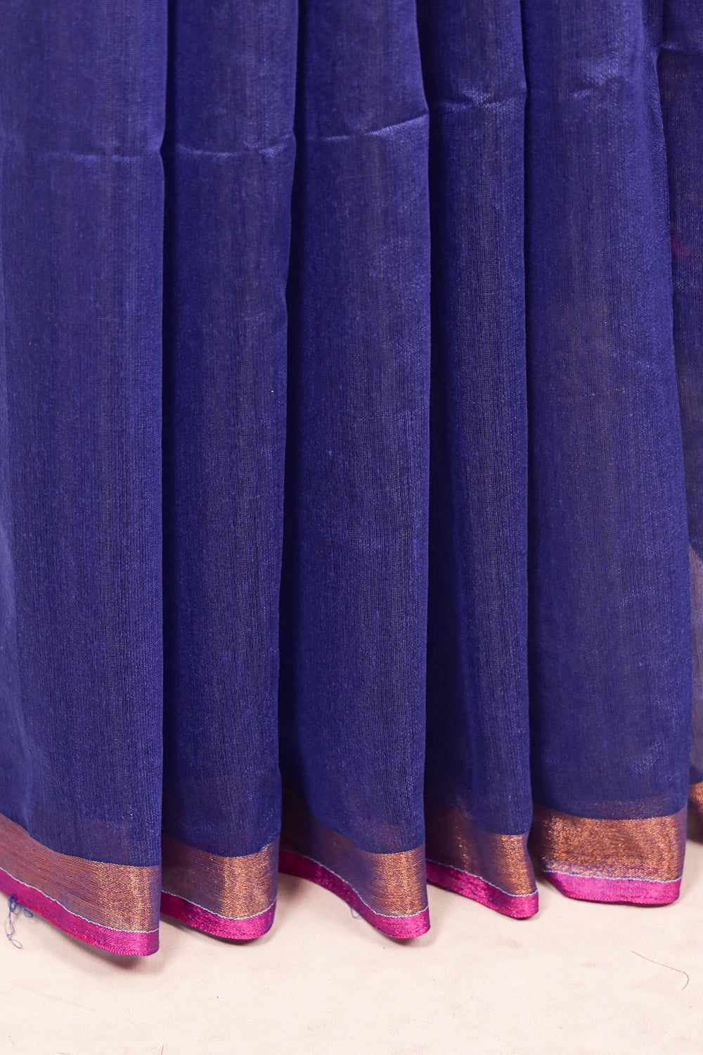 Navy Blue Cotton Saree - Seematti