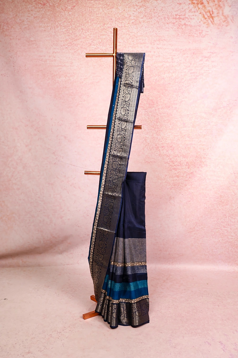 Navy Blue Dola Silk Saree