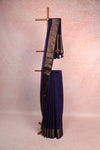 Navy Blue Jute Banarasi Saree