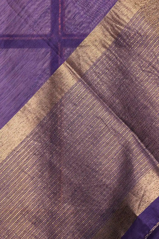 Navy Blue Jute Banarasi Saree