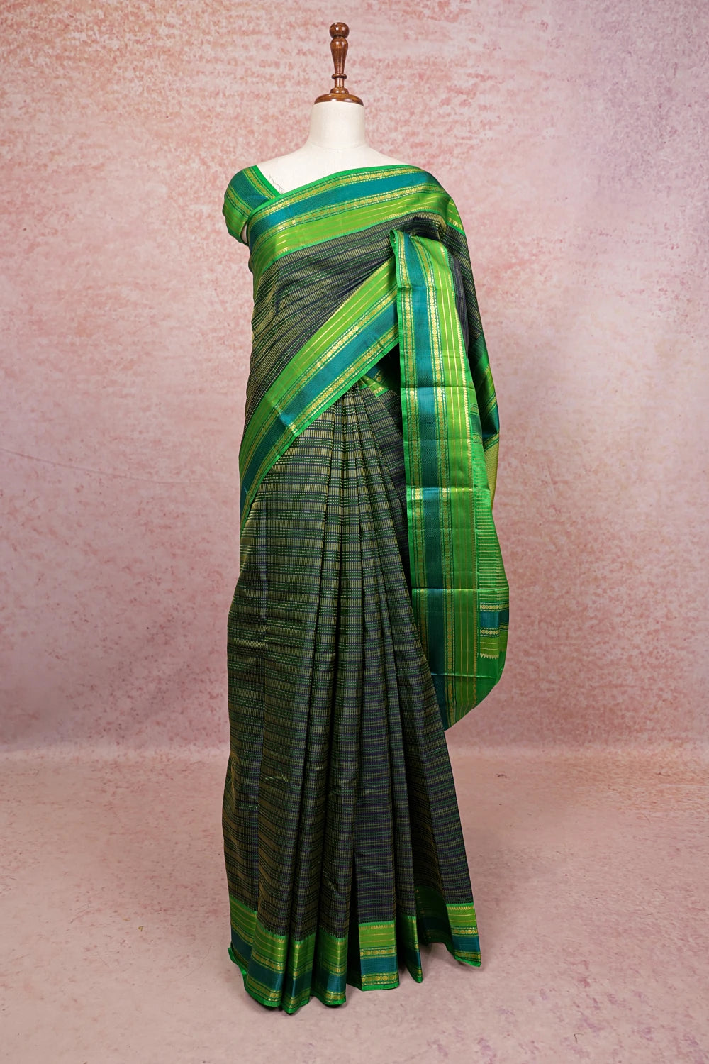 Navy Blue Kancheepuram Silk Saree - Seematti