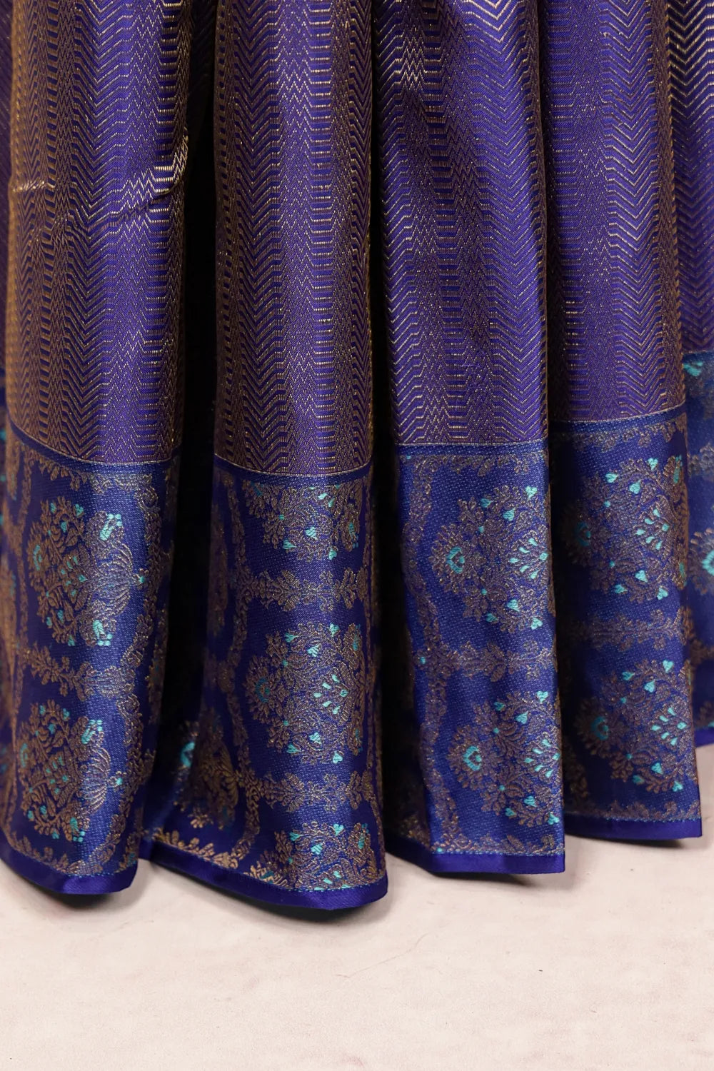 Navy Blue Kancheepuram Silk Saree - Seematti