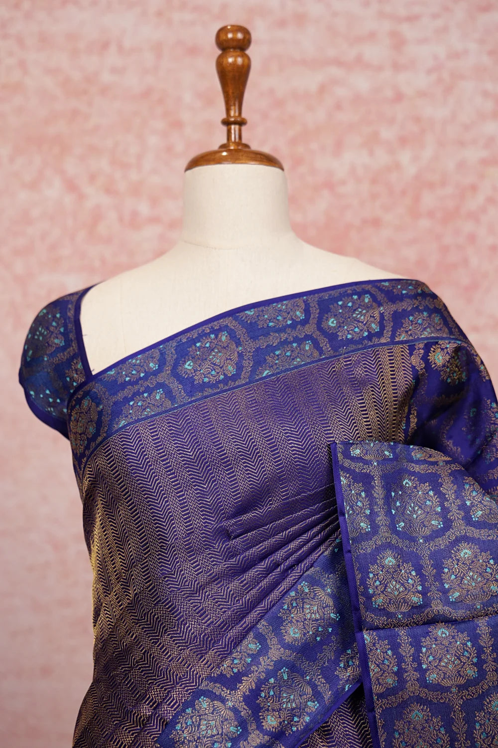 Navy Blue Kancheepuram Silk Saree - Seematti