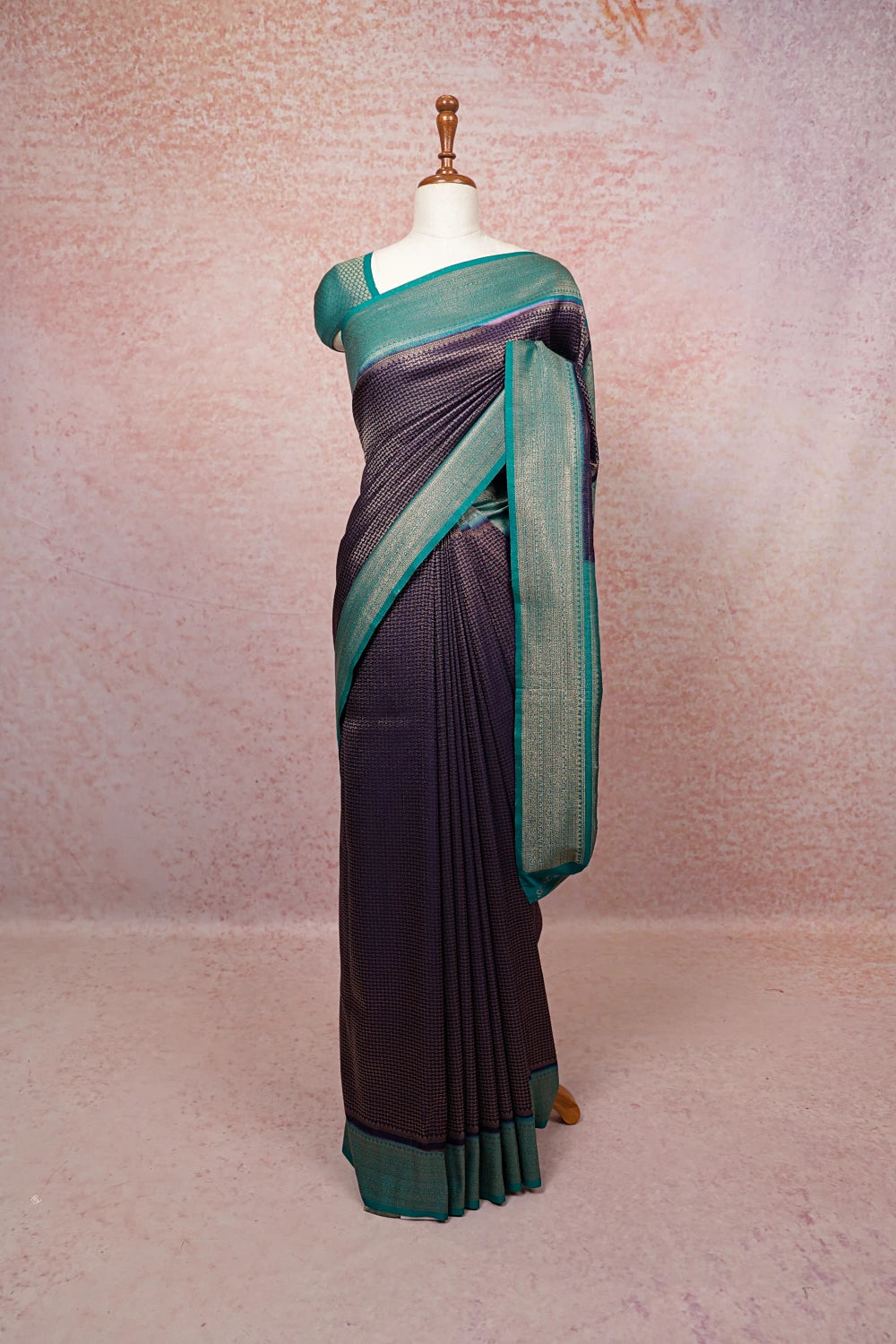 Navy Blue Kubera Silk Saree - Seematti