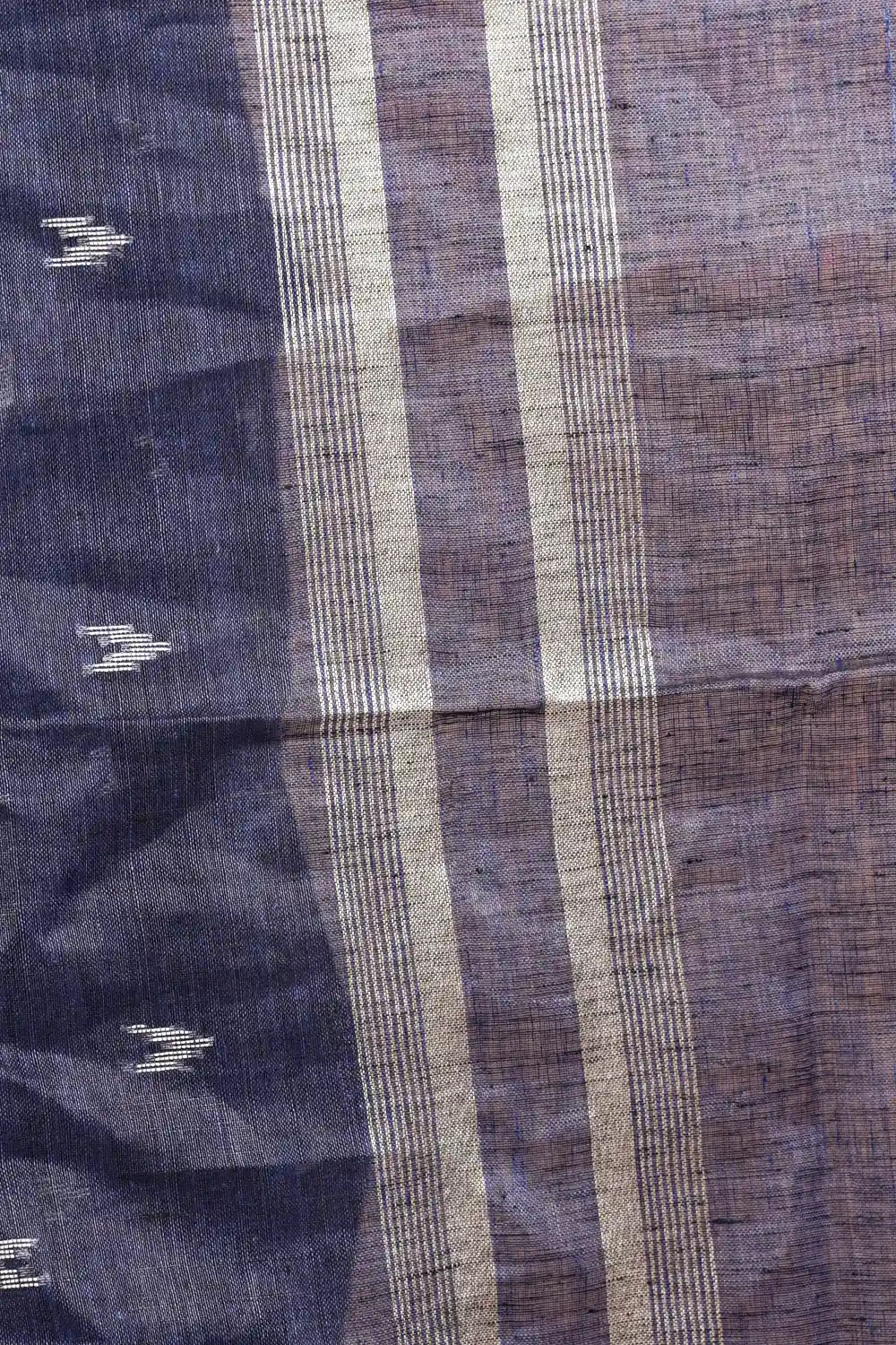 Navy Blue Linen Saree - Seematti