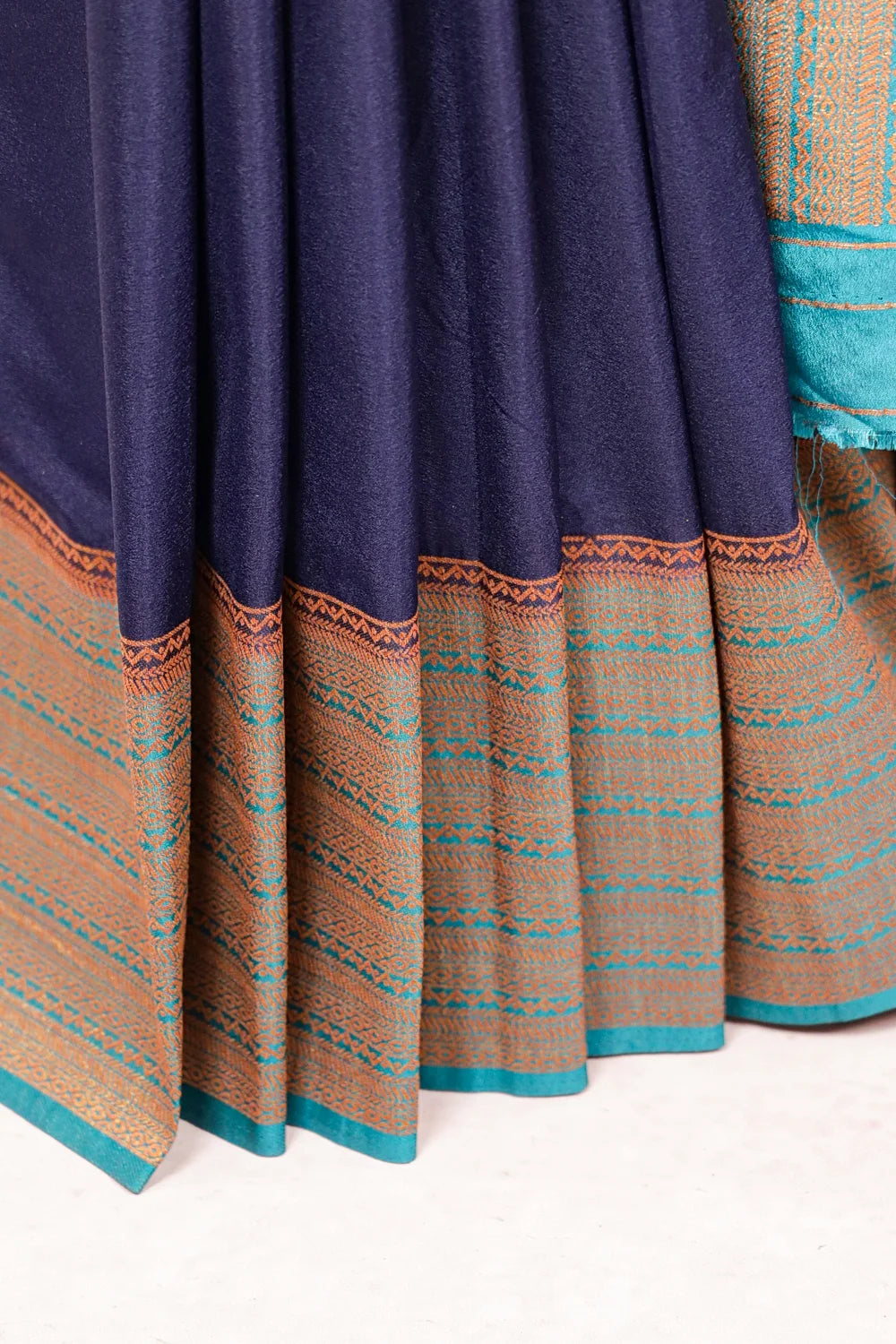 Navy Blue Semi Banarasi Saree - Seematti