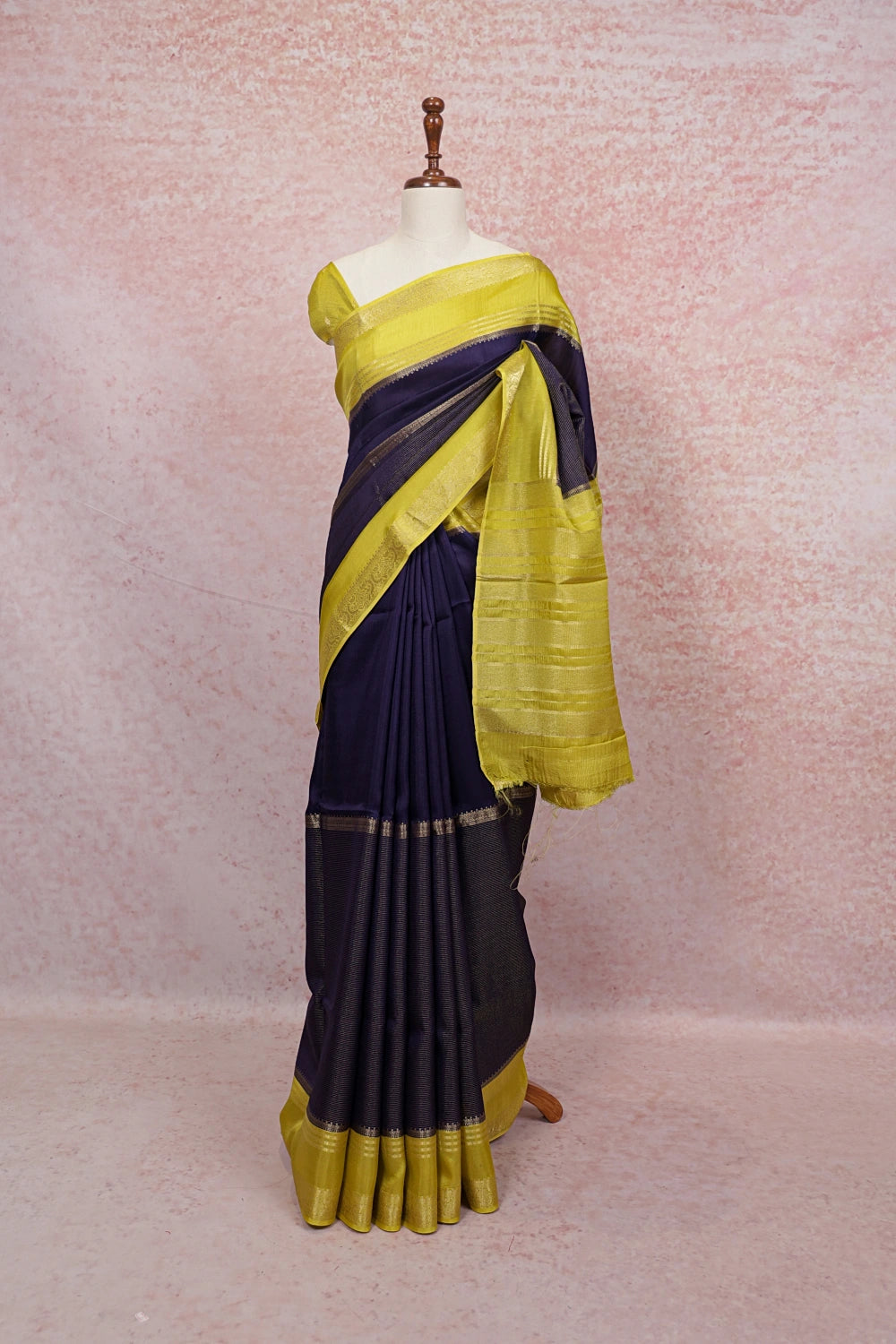 Navy Blue Semi Crepe Silk Saree - Seematti