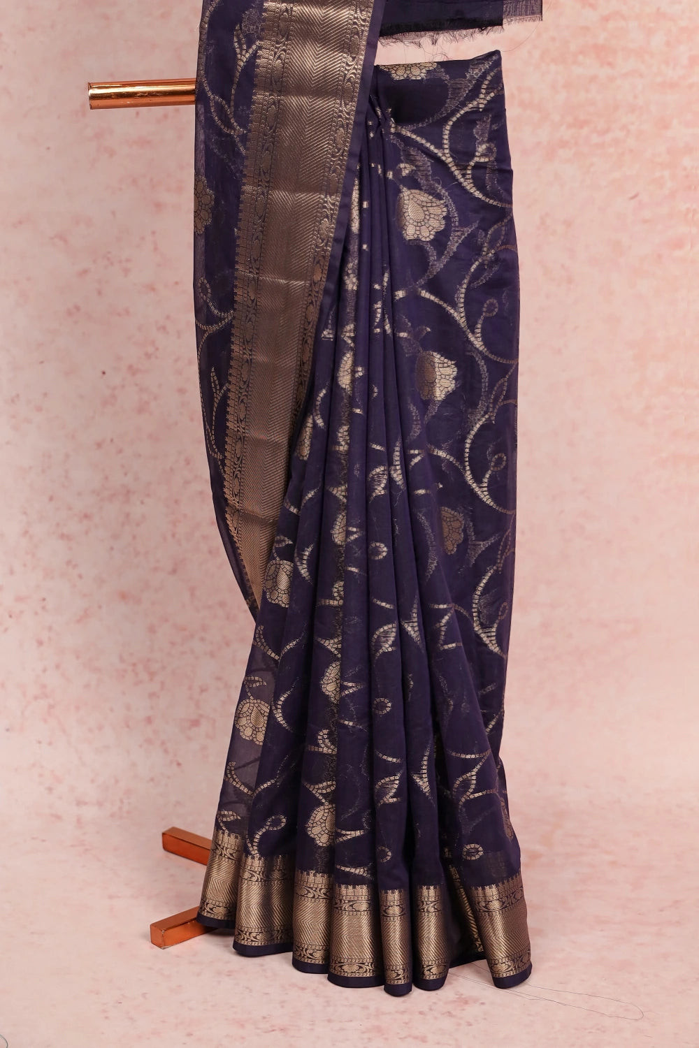 Navy Blue Semi Georgette Saree