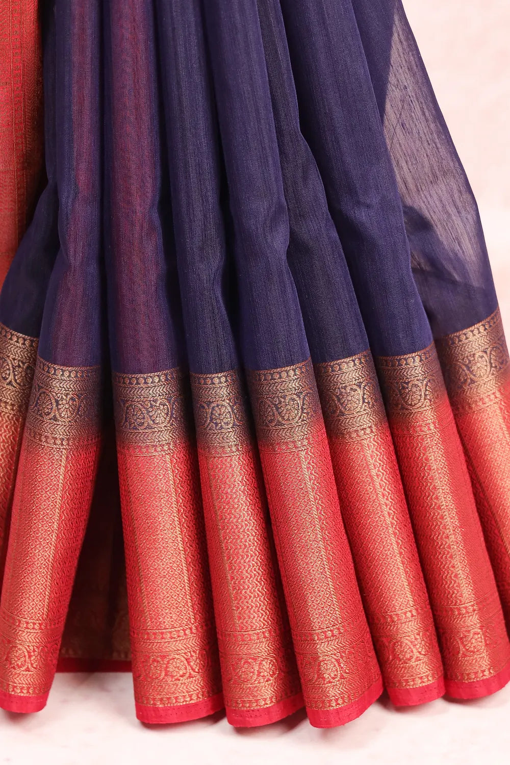 Navy Blue Semi Jute Saree