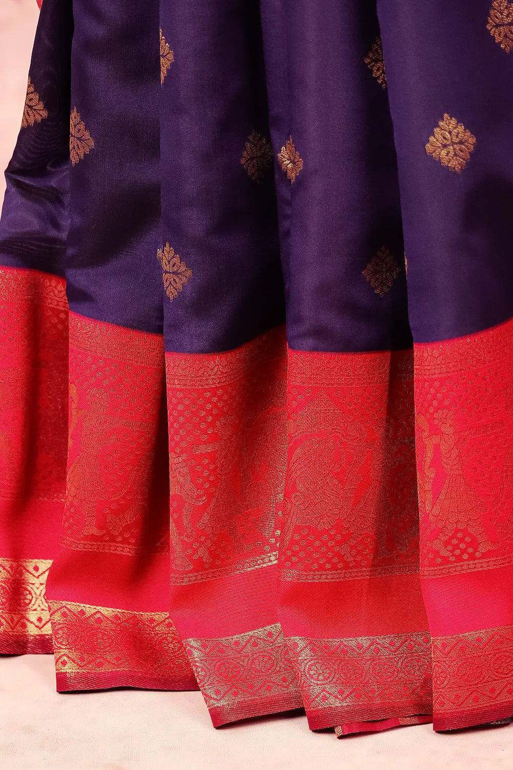 Navy Blue Semi Silk Saree