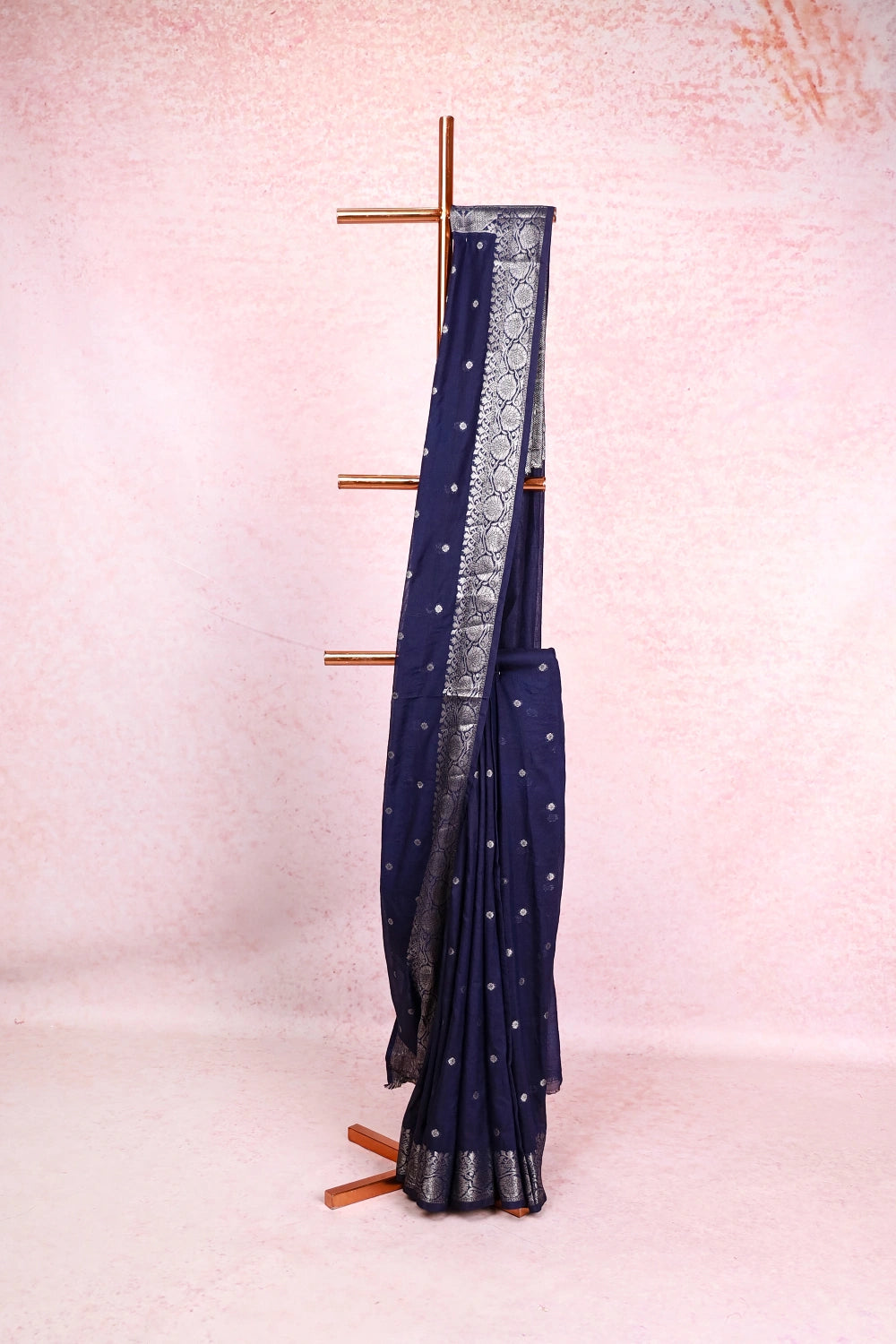 Navy Blue Semi Tussar Saree