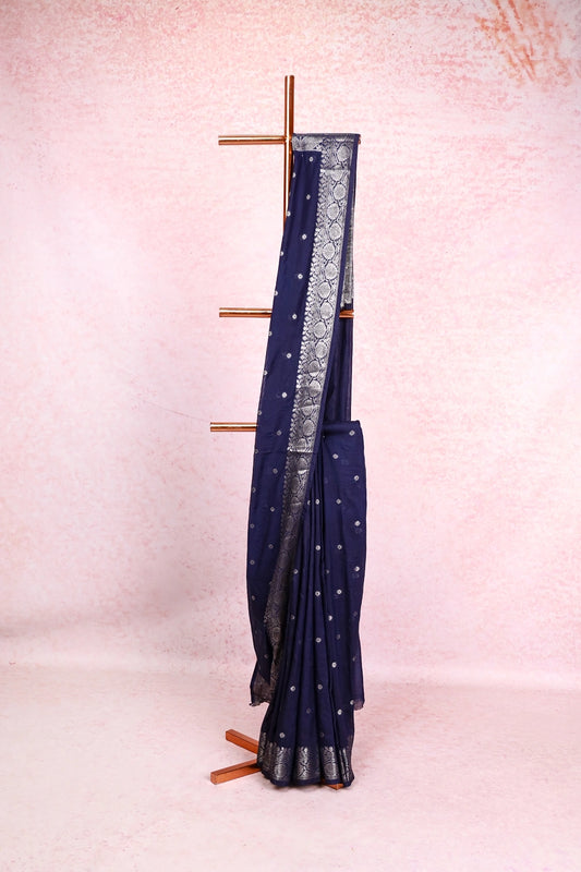 Navy Blue Semi Tussar Saree