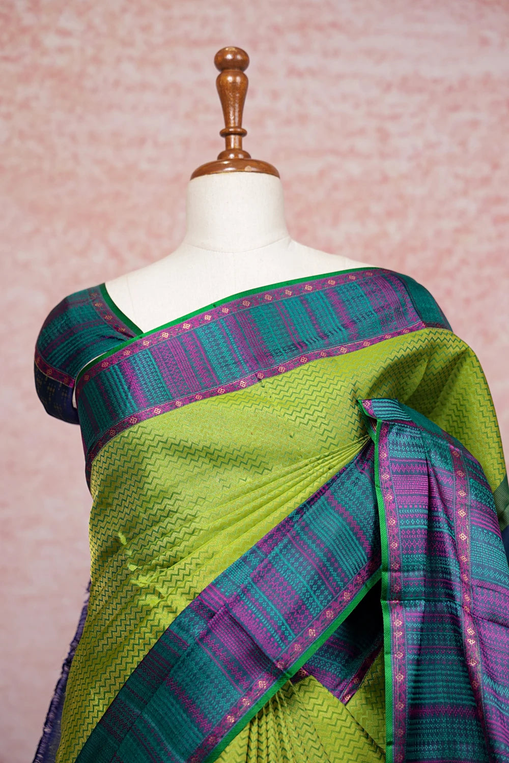 Neon Green Color Kancheepuram Silk Saree - Seematti