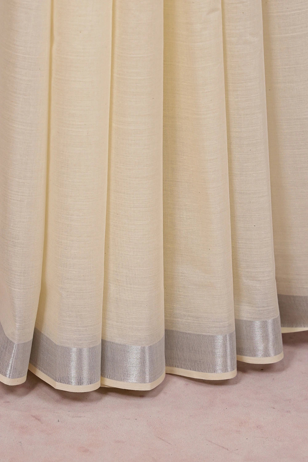Off White Cotton Kerala Saree - Seematti