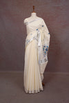 Off White Cotton Kerala Saree - Seematti