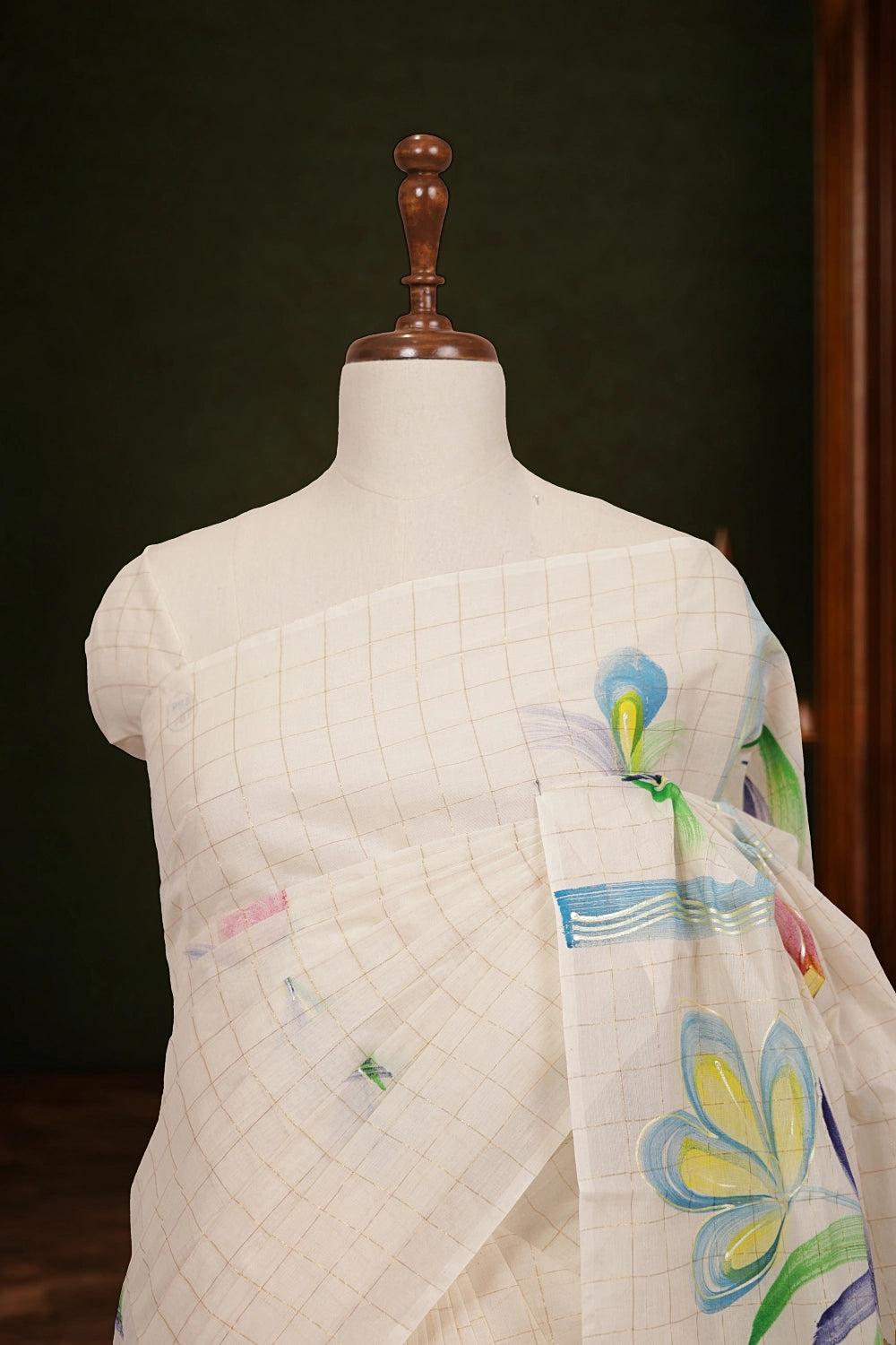 Off White Cotton Kerala Saree - Seematti