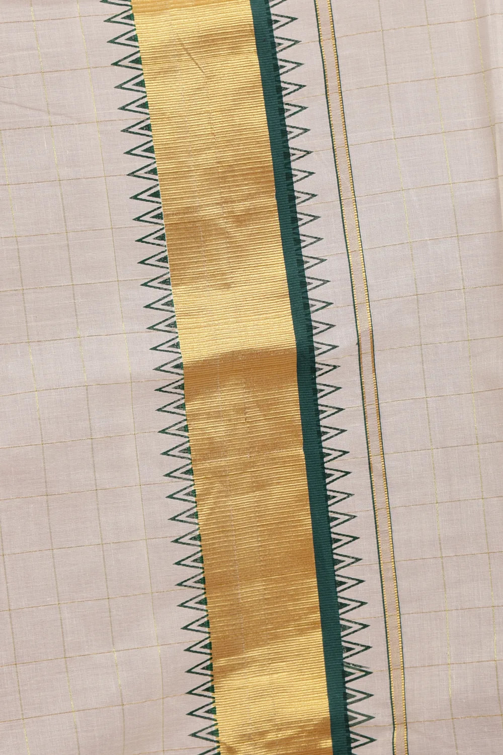 Off White Cotton Kerala Saree - Seematti