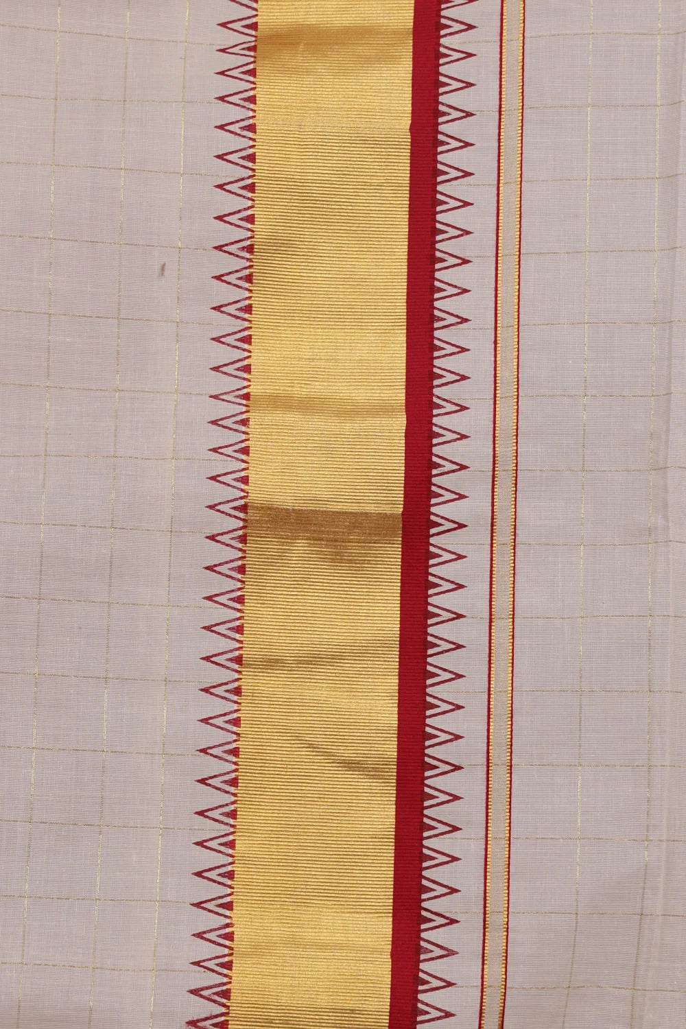 Off White Cotton Kerala Saree - Seematti