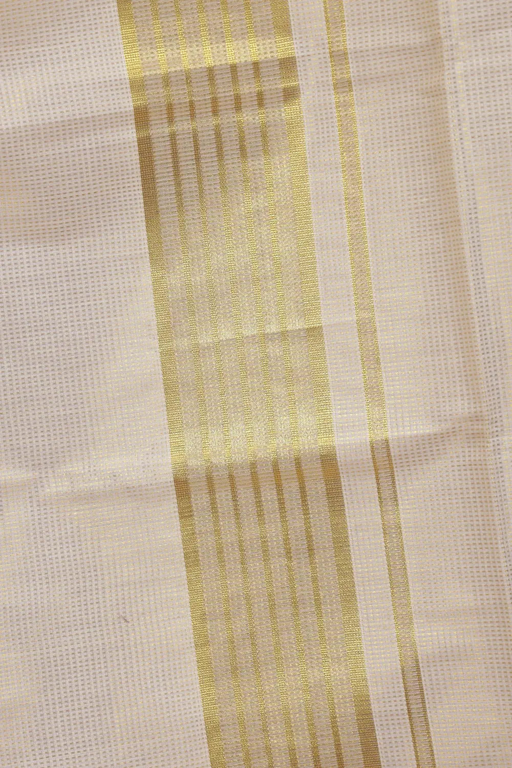 Off White Cotton Kerala Saree - Seematti