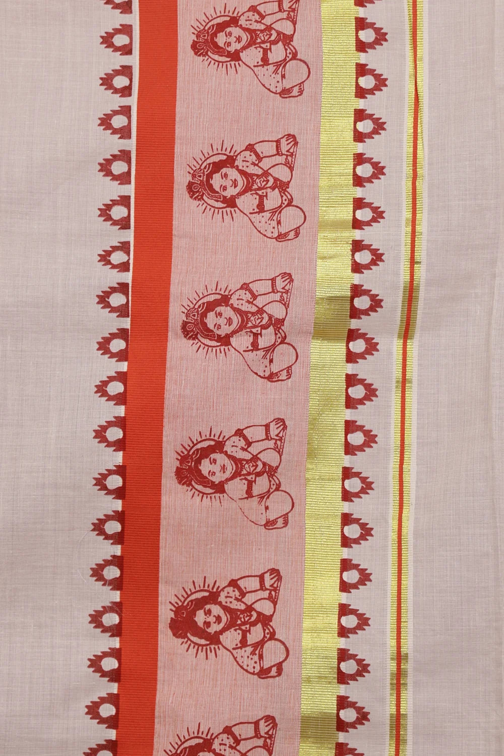 Off White Cotton Kerala Saree - Seematti