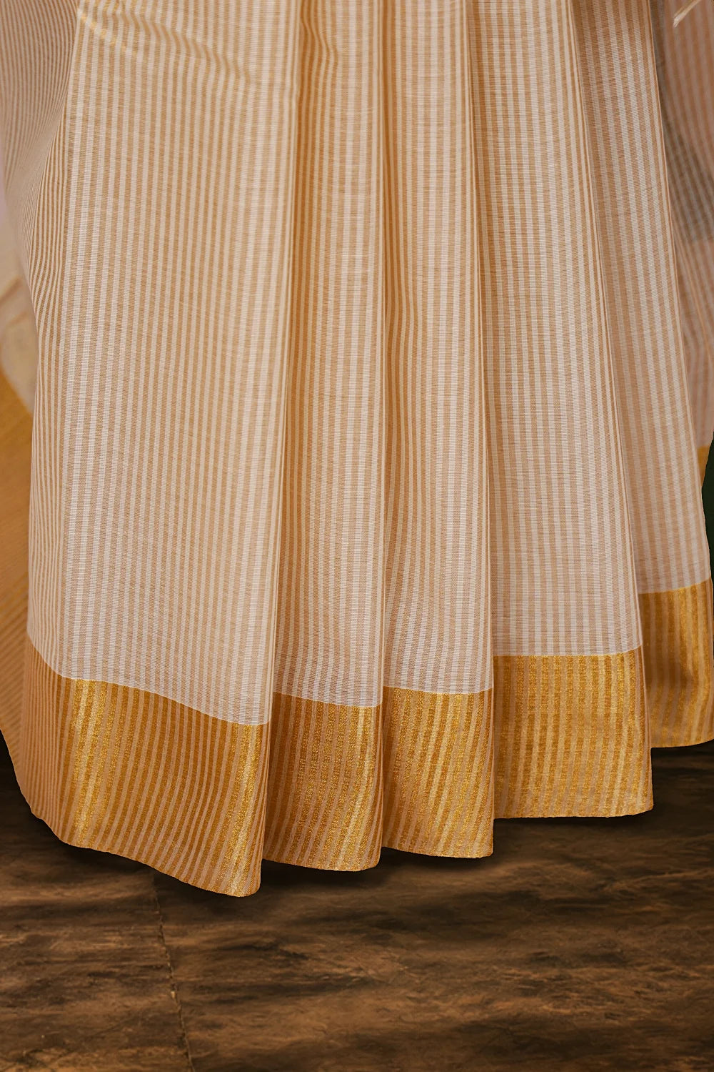 Off White Cotton Kerala Saree - Seematti
