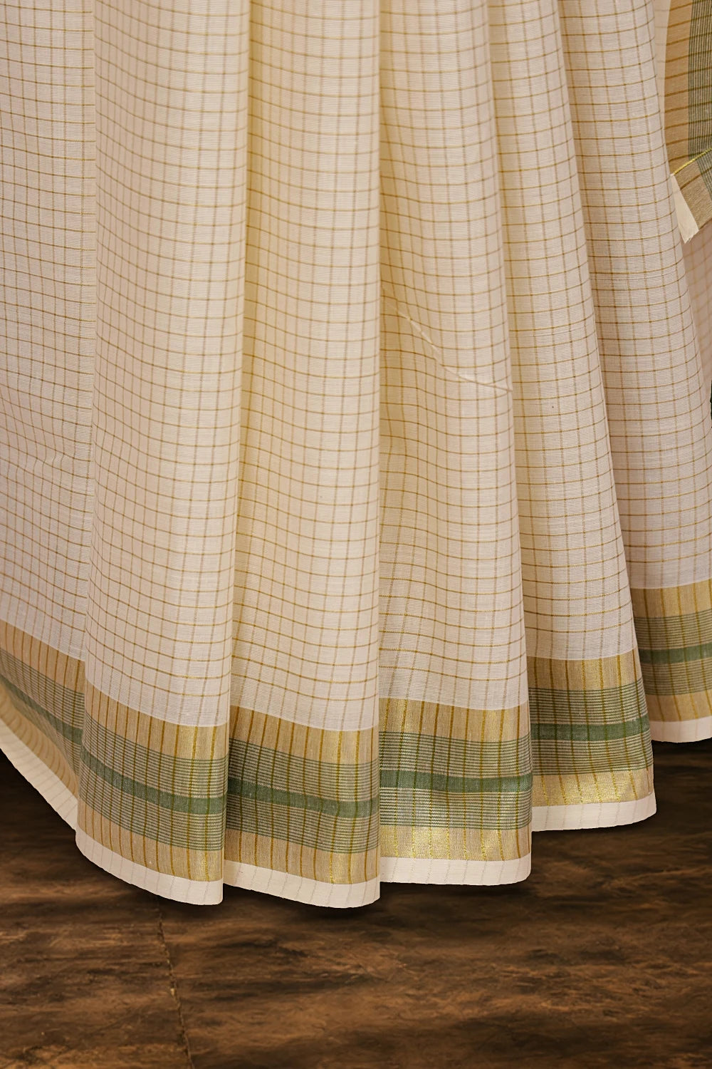 Off White Cotton Kerala saree - Seematti