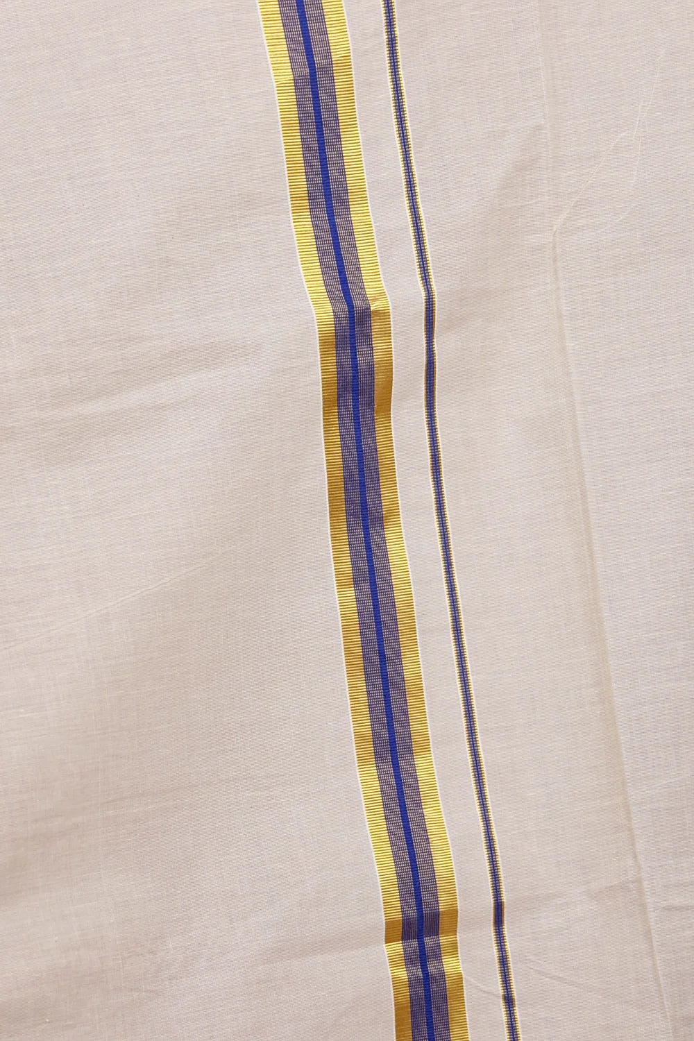 Off White Cotton Plain Saree With Small Border - Seematti