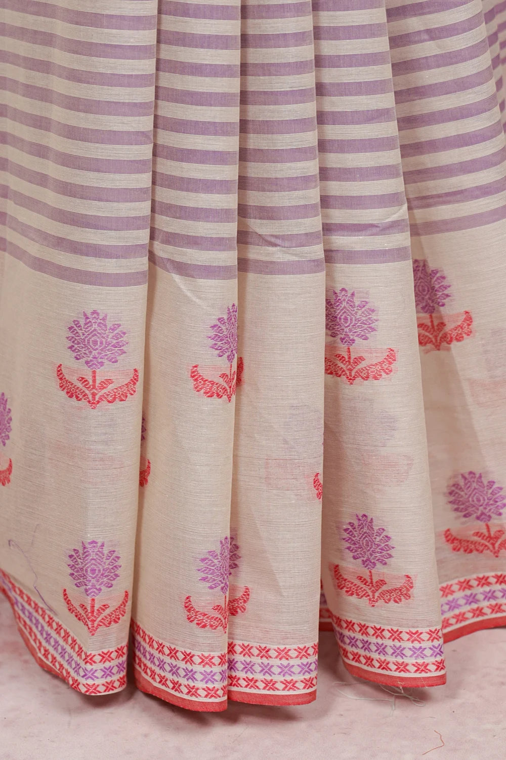 Off White Cotton Saree - Seematti