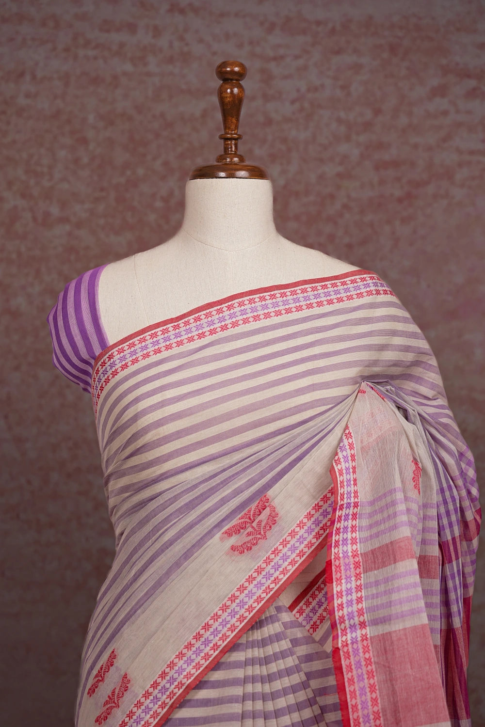 Off White Cotton Saree - Seematti